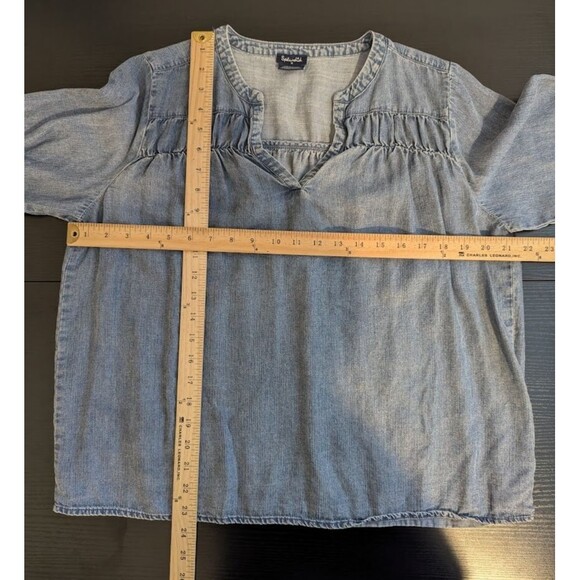 Splendid V-Neck Relaxed Fit Lightweight Denim Blouse Women's Medium‎ - Picture 7 of 7
